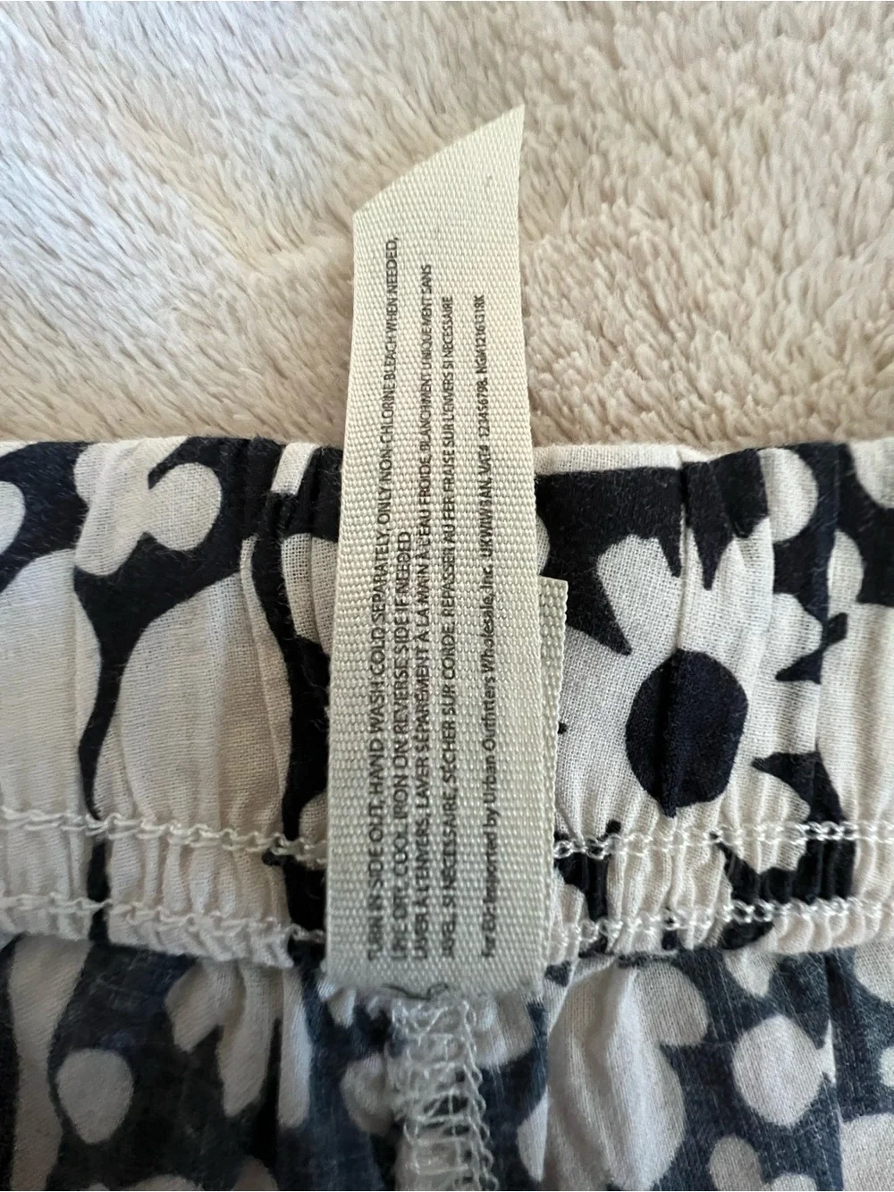 Free People Intimately Black & White Floral Ruffle Drawstring High Waist Shorts